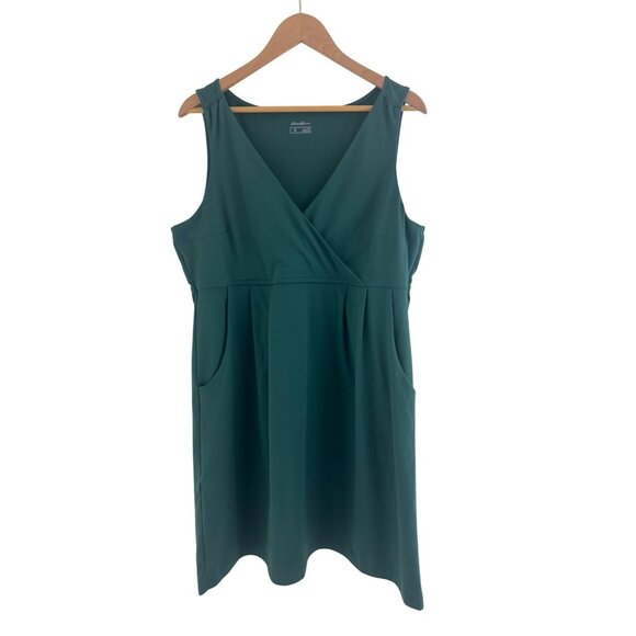Eddie Bauer Green Aster Travex Dress w/Pockets Size XL Ultra-Soft Fitness Summer - Picture 2 of 6